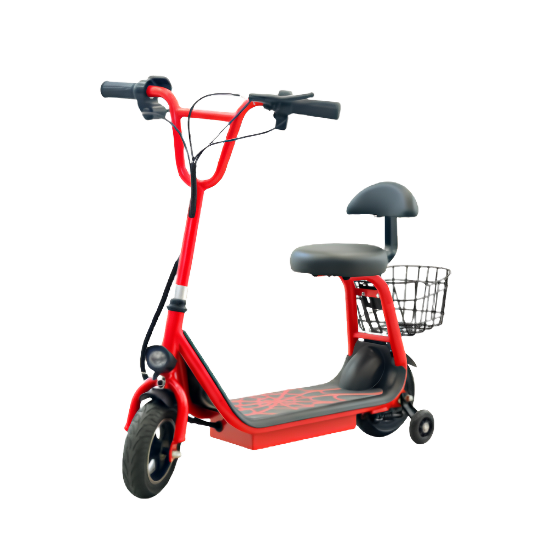 Kids Electric Scooter with Seat & Lumbar Support | Key Ignition Ride-On with Basket UAE
