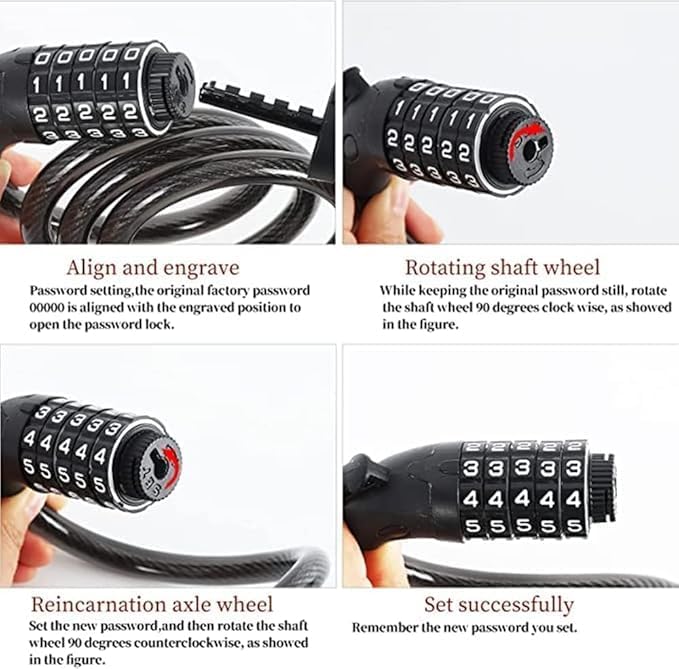5-Digit Combination Scooter & Bike Lock (1.2M) - Anti-Theft