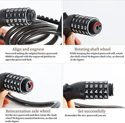 5-Digit Combination Scooter & Bike Lock (1.2M) - Anti-Theft