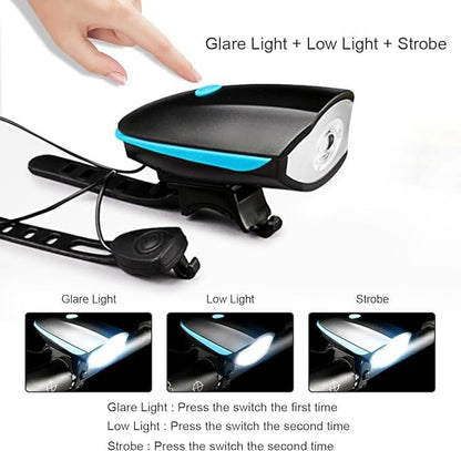 2-in-1 E-Scooter Headlight & Electric Horn (USB Rechargeable)