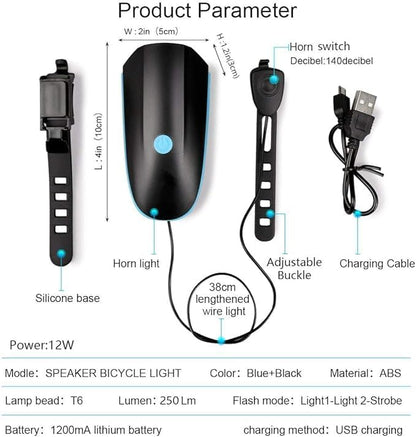 2-in-1 E-Scooter Headlight & Electric Horn (USB Rechargeable)